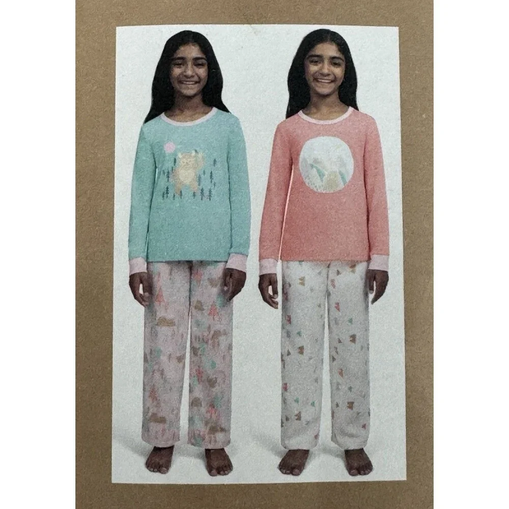 Eddie Bauer Girls Medium 10/12 Youth Pajama Sleep 4-Piece Set PJ Cozy Warm New
